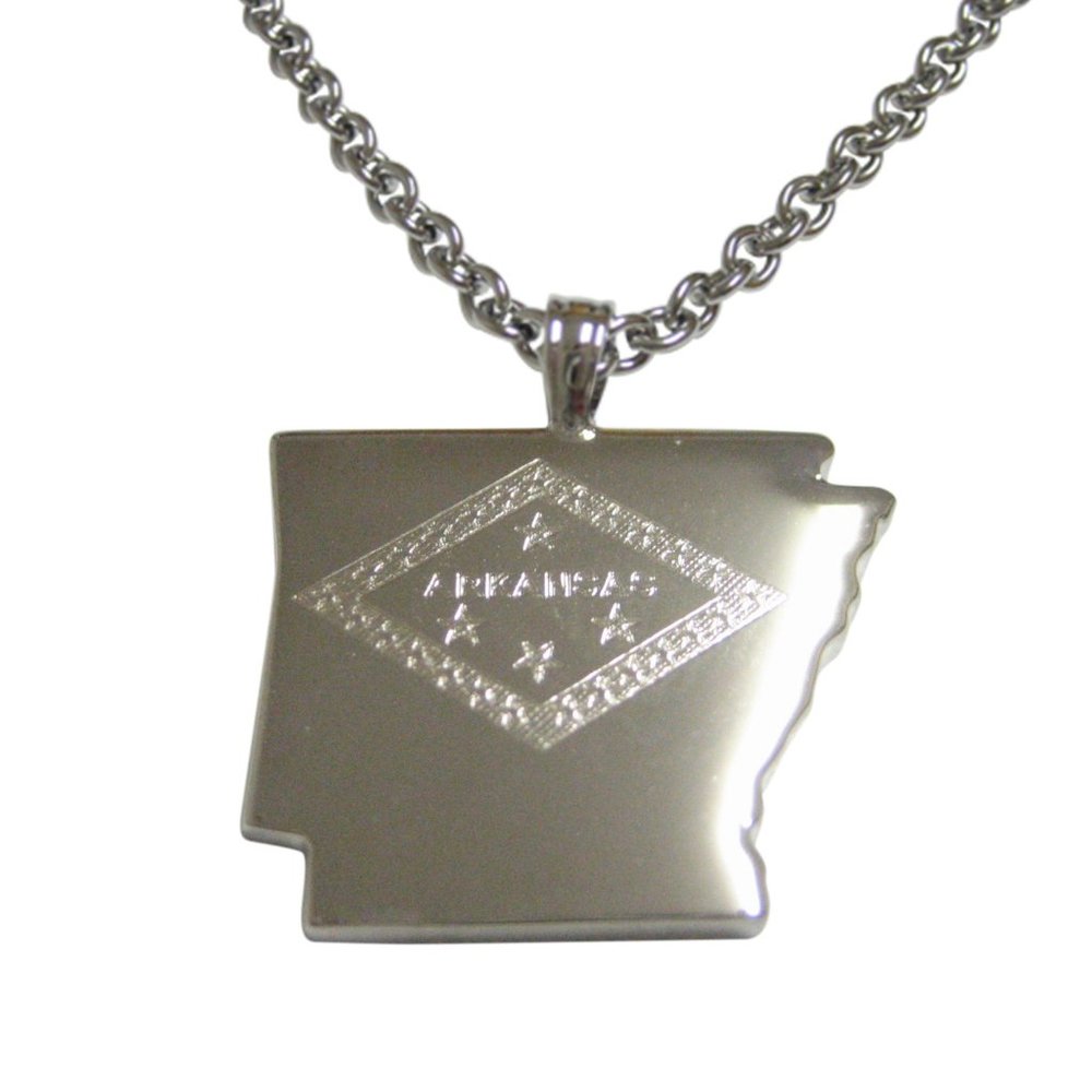 Arkansas State Map Shape And Flag Design Necklace - image 1